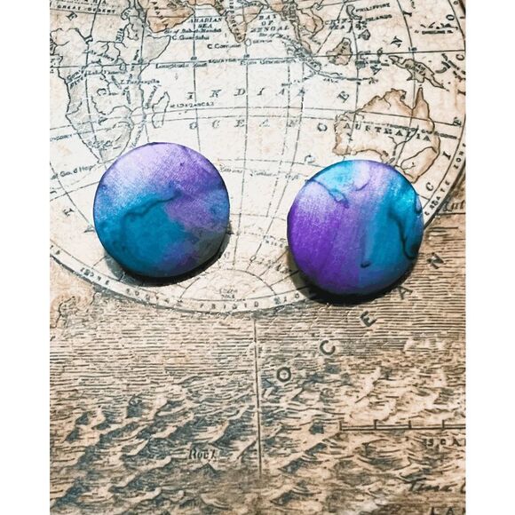 90's Funky Tie-Dye Earrings  - Picture 1 of 3